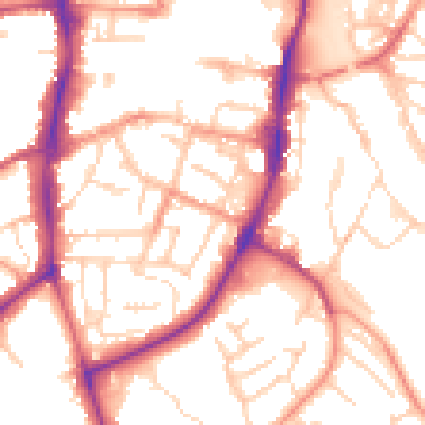 Daytime road noise heatmap for OX16 5BD