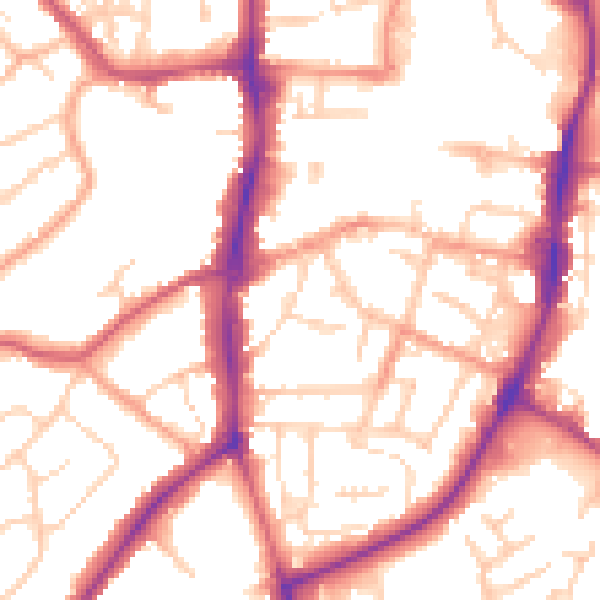 Daytime road noise heatmap for OX16 5BF