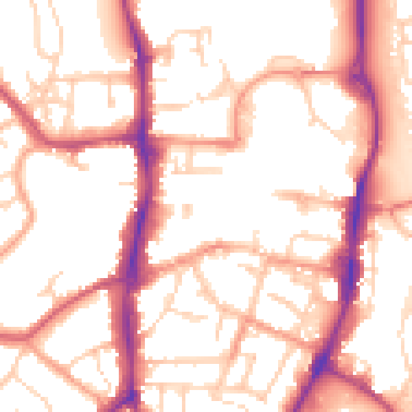 Daytime road noise heatmap for OX16 5BS