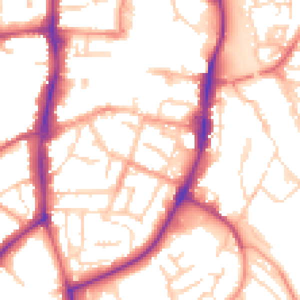 Daytime road noise heatmap for OX16 5BY