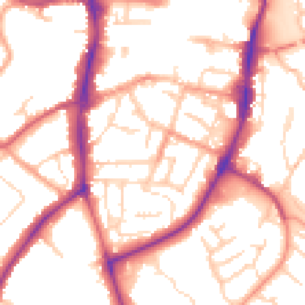 Daytime road noise heatmap for OX16 5DF