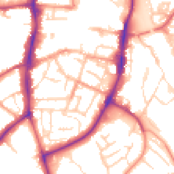 Daytime road noise heatmap for OX16 5DJ