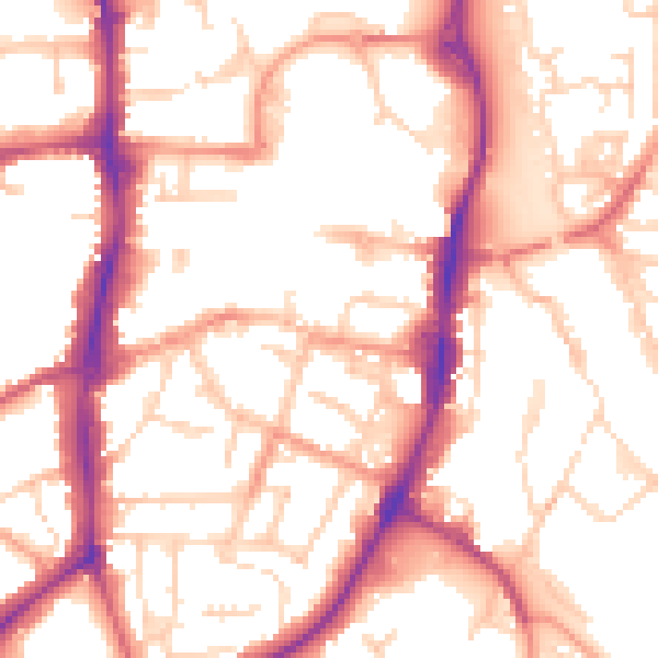 Daytime road noise heatmap for OX16 5DT