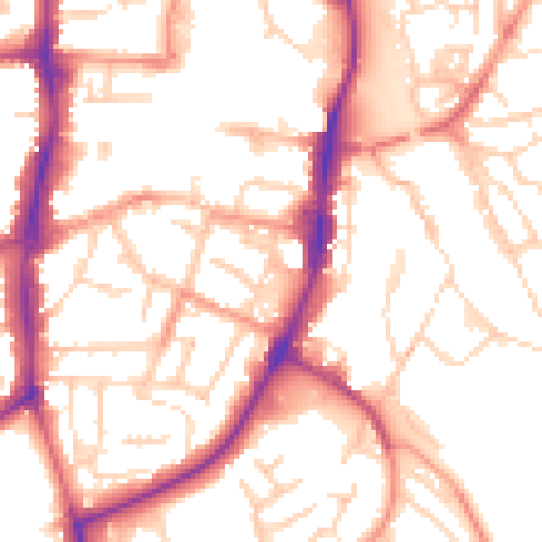 Daytime road noise heatmap for OX16 5DU