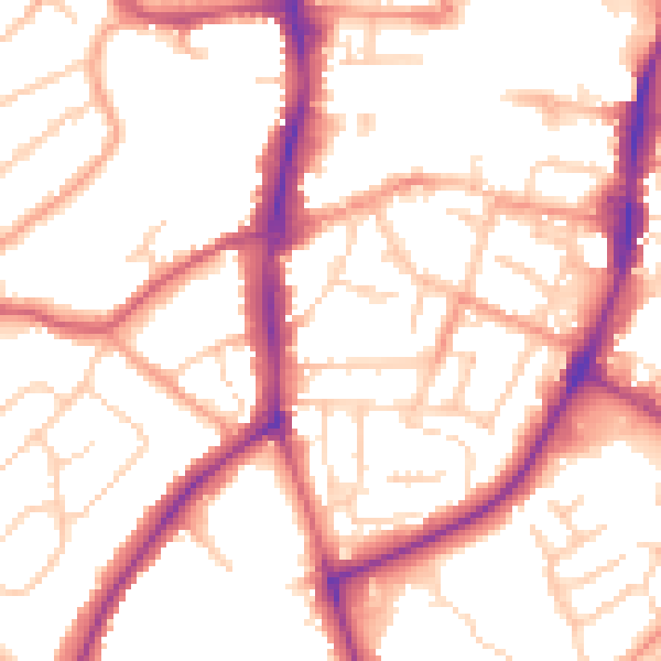 Daytime road noise heatmap for OX16 5HE