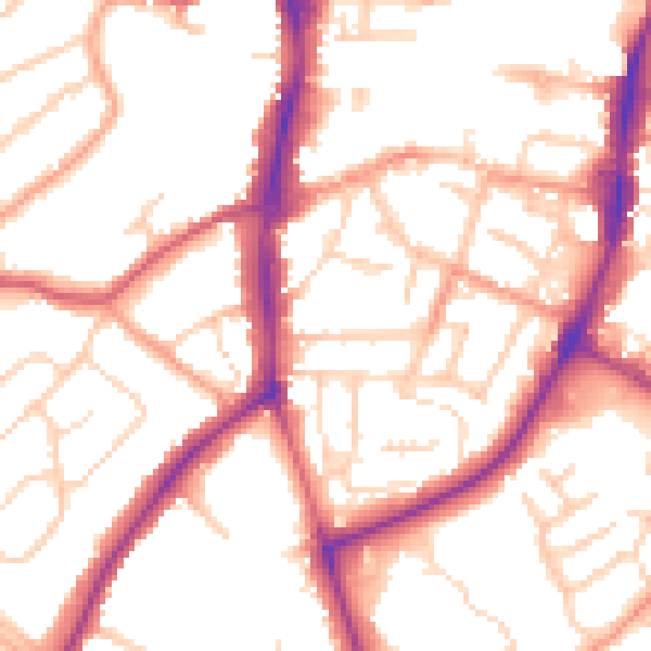 Daytime road noise heatmap for OX16 5HF