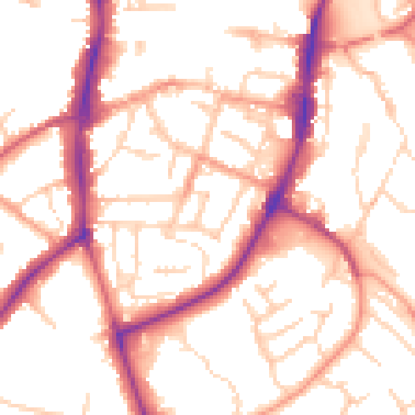 Daytime road noise heatmap for OX16 5HN