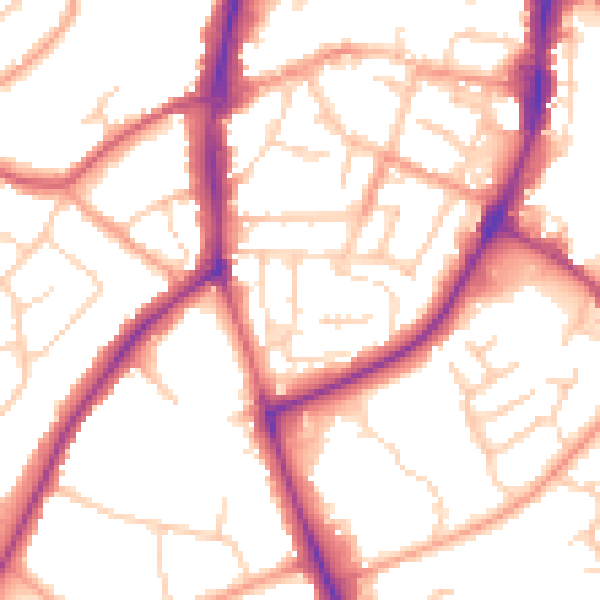 Daytime road noise heatmap for OX16 5HS