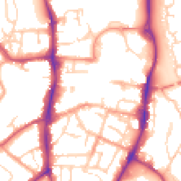 Daytime road noise heatmap for OX16 5JH