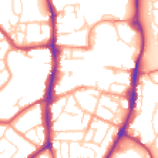 Daytime road noise heatmap for OX16 5LS