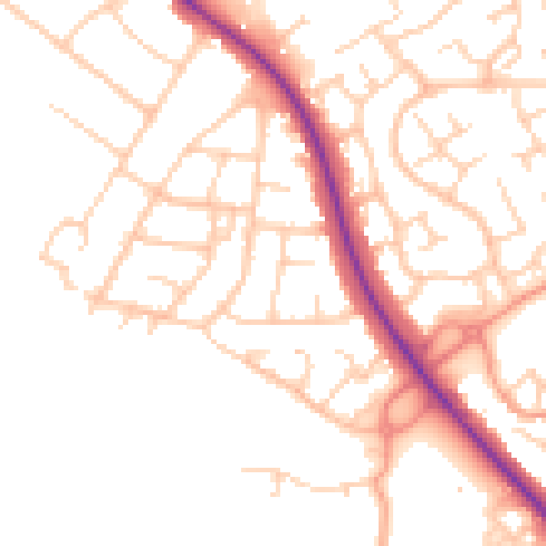 Daytime road noise heatmap for OX16 9DU