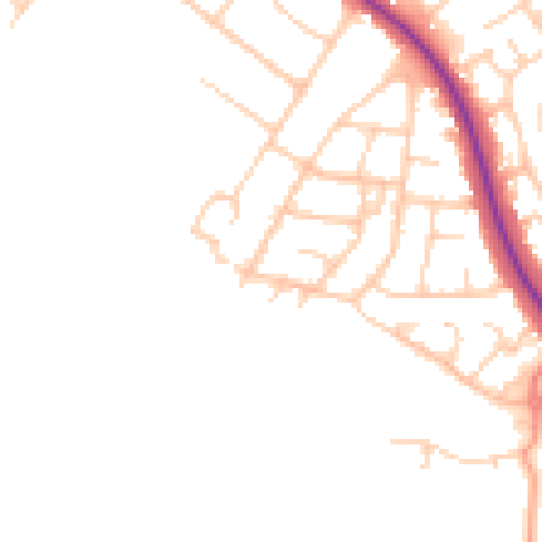 Daytime road noise heatmap for OX16 9EH