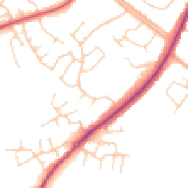 Daytime road noise heatmap for OX16 9JX