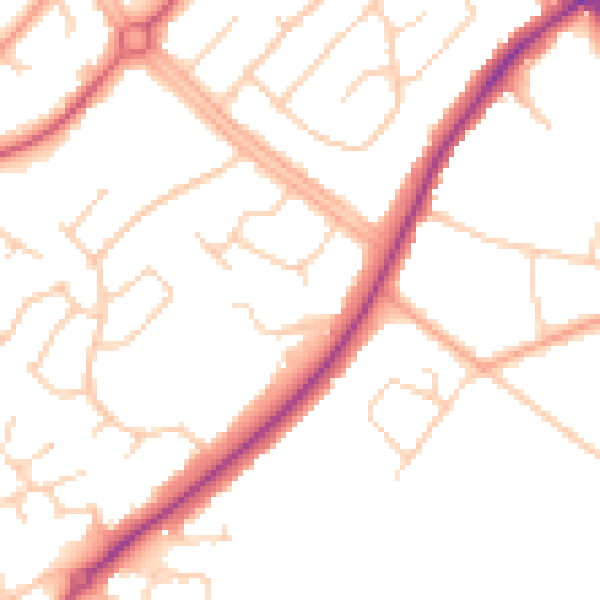 Daytime road noise heatmap for OX16 9NA