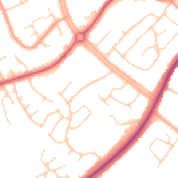 Daytime road noise heatmap for OX16 9NH