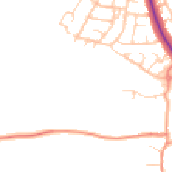Daytime road noise heatmap for OX16 9NN