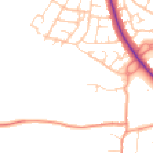 Daytime road noise heatmap for OX16 9PF