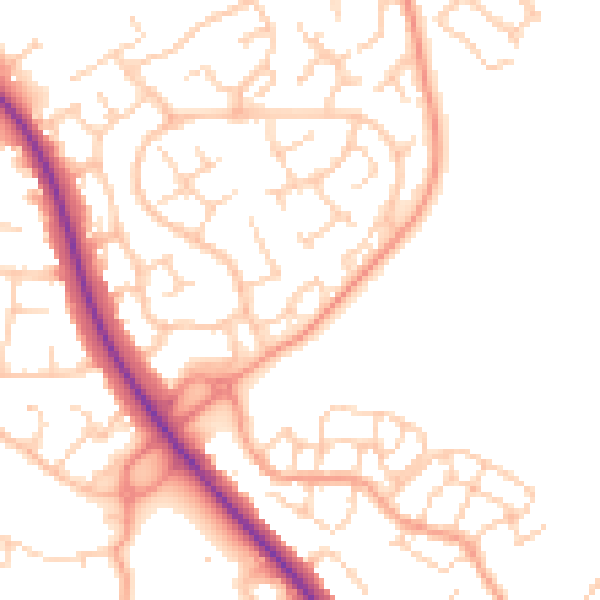 Daytime road noise heatmap for OX16 9TE