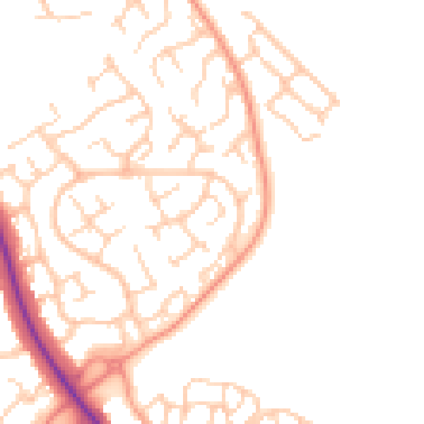 Daytime road noise heatmap for OX16 9UD