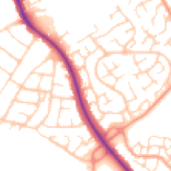 Daytime road noise heatmap for OX16 9UE