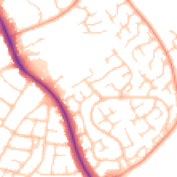 Daytime road noise heatmap for OX16 9YA
