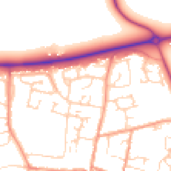 Daytime road noise heatmap for OX29 4NF