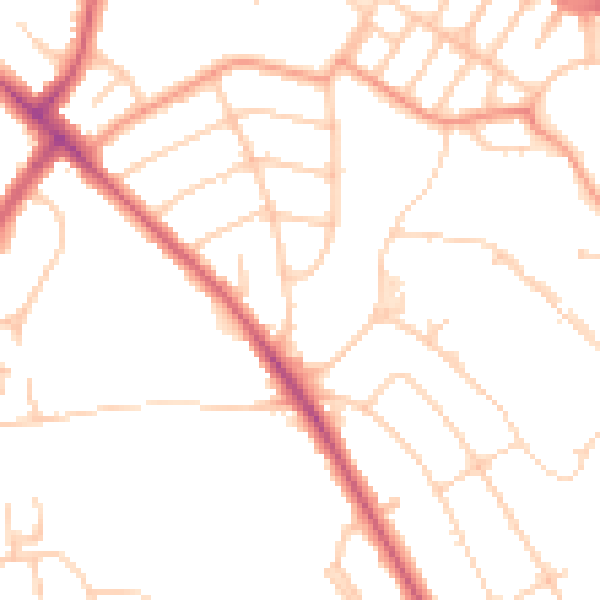 Daytime road noise heatmap for OX3 0AB