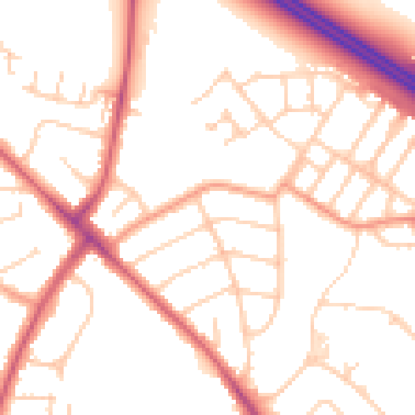 Daytime road noise heatmap for OX3 0AE
