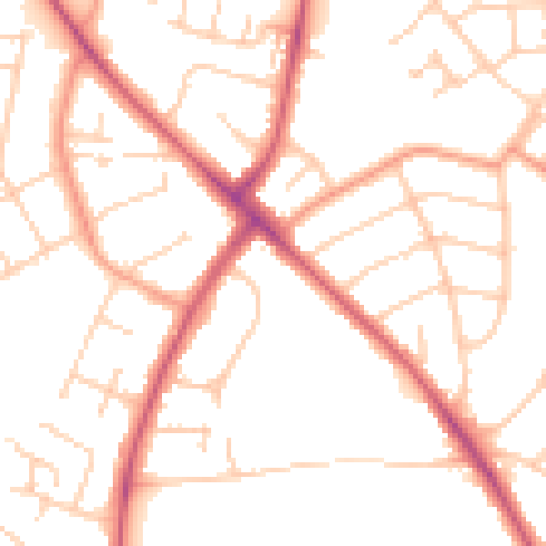 Daytime road noise heatmap for OX3 0AF