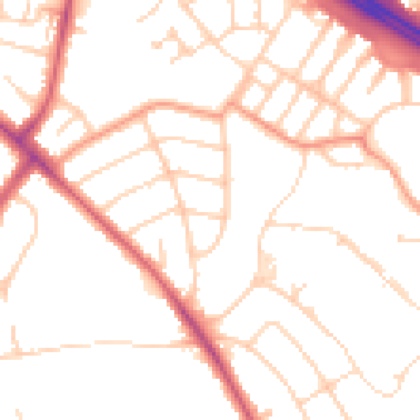 Daytime road noise heatmap for OX3 0AL
