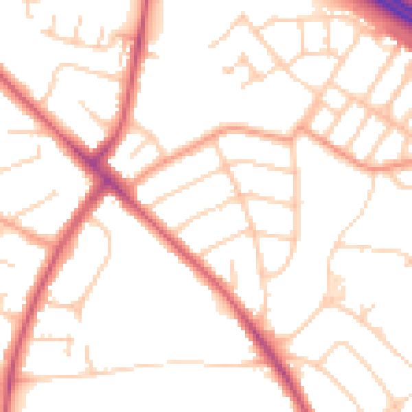 Daytime road noise heatmap for OX3 0AN