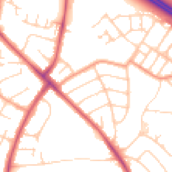 Daytime road noise heatmap for OX3 0AP