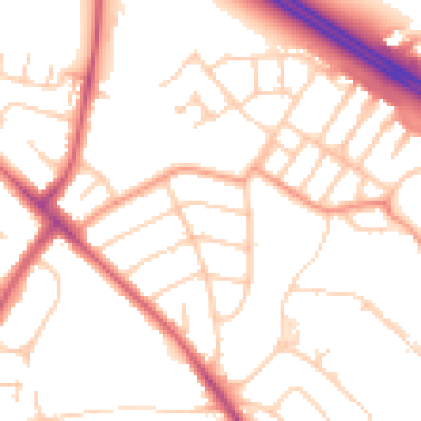 Daytime road noise heatmap for OX3 0AS