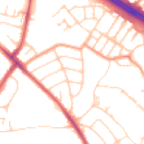 Daytime road noise heatmap for OX3 0AW