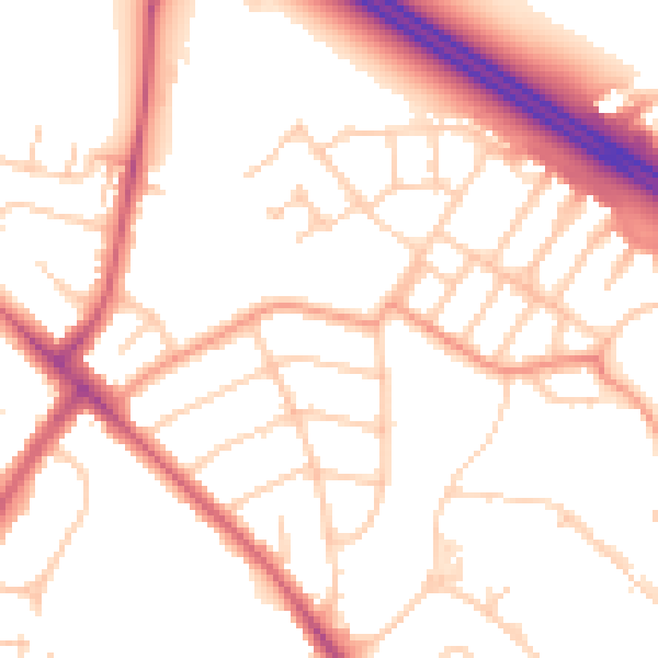 Daytime road noise heatmap for OX3 0AX