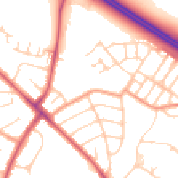 Daytime road noise heatmap for OX3 0AY