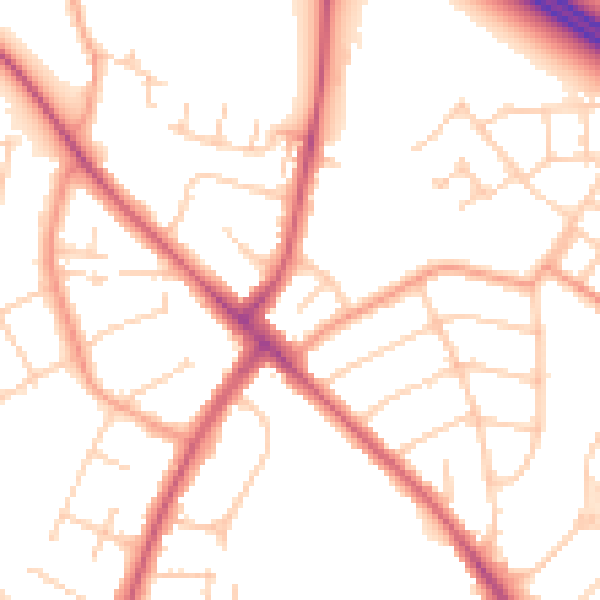 Daytime road noise heatmap for OX3 0BA