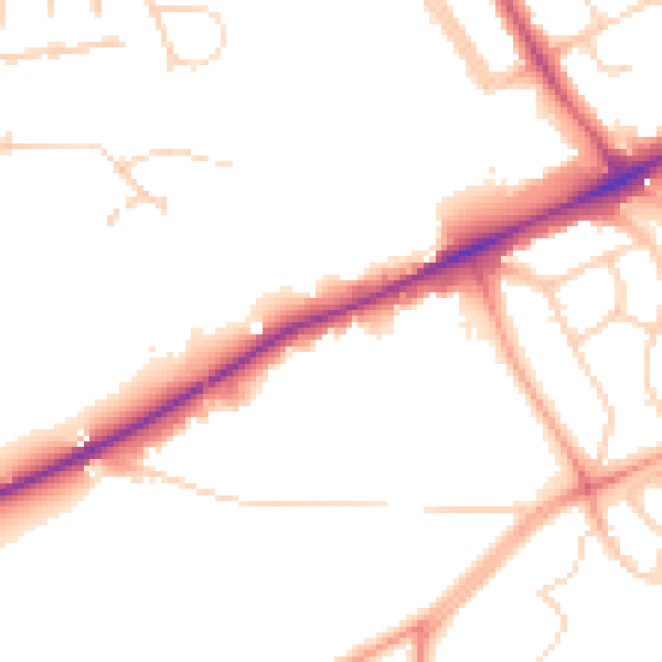 Daytime road noise heatmap for OX3 0BS
