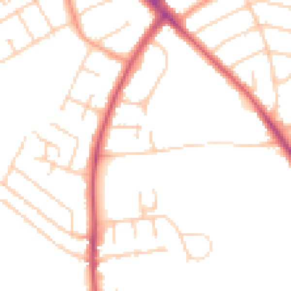 Daytime road noise heatmap for OX3 0DL
