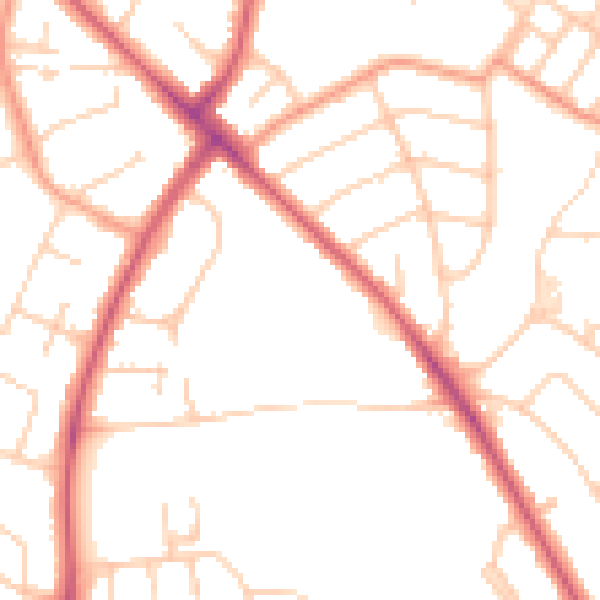 Daytime road noise heatmap for OX3 0DN