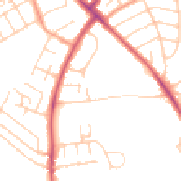 Daytime road noise heatmap for OX3 0DP