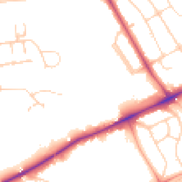 Daytime road noise heatmap for OX3 0DT