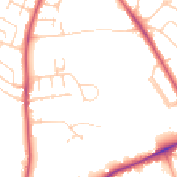 Daytime road noise heatmap for OX3 0DU
