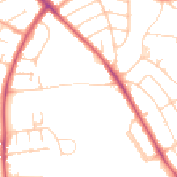 Daytime road noise heatmap for OX3 0DW