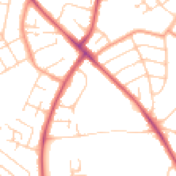 Daytime road noise heatmap for OX3 0JL