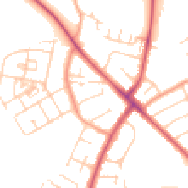 Daytime road noise heatmap for OX3 0JU