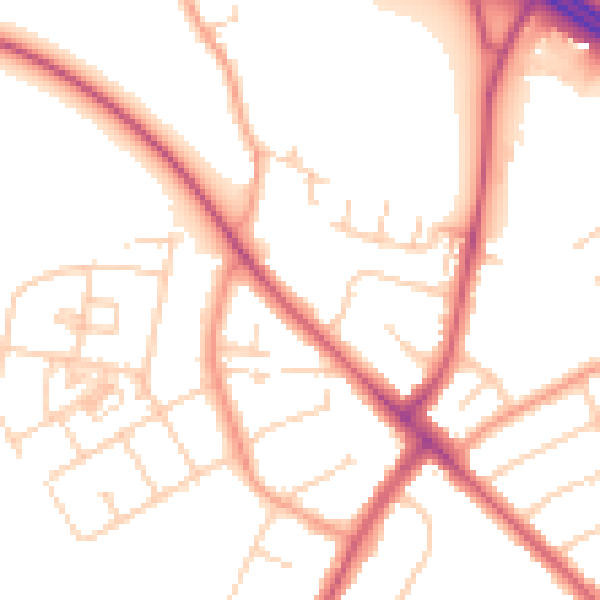Daytime road noise heatmap for OX3 0NA