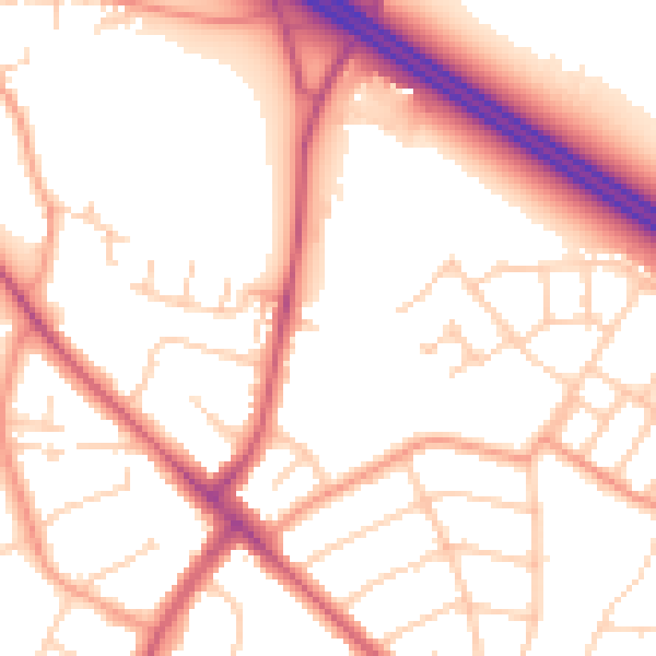 Daytime road noise heatmap for OX3 0NP