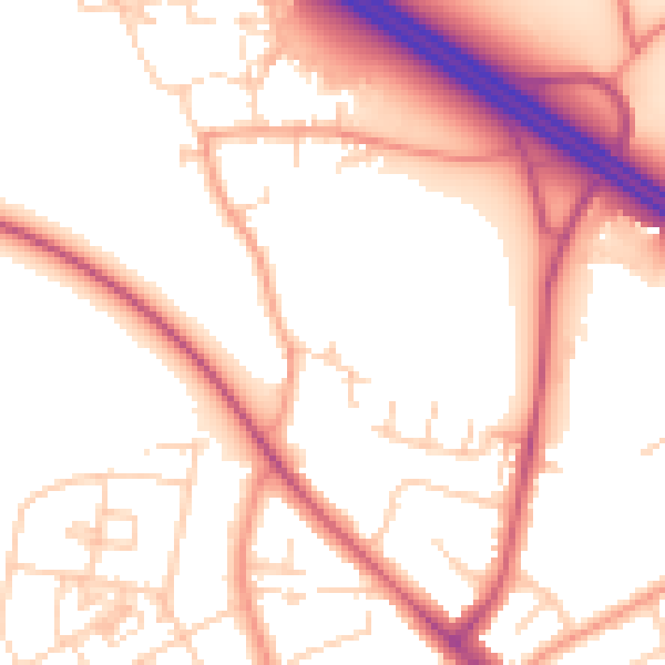 Daytime road noise heatmap for OX3 0PP