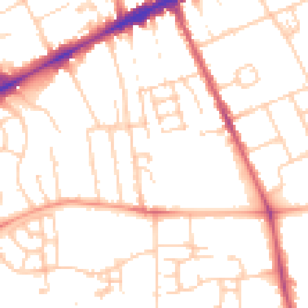 Daytime road noise heatmap for OX3 7BD